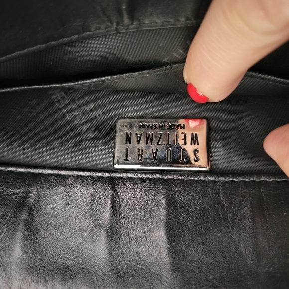 Y2K Stuart Weitzman Black Vegan Snakeskin Embossed Shoulder Bag/Purse - Picture 2 of 10